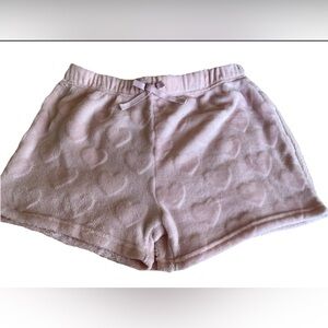 BCBG GIRLS Pink Hearts Lounge Shorts L 14/16 Elastic Waist Soft Polyester